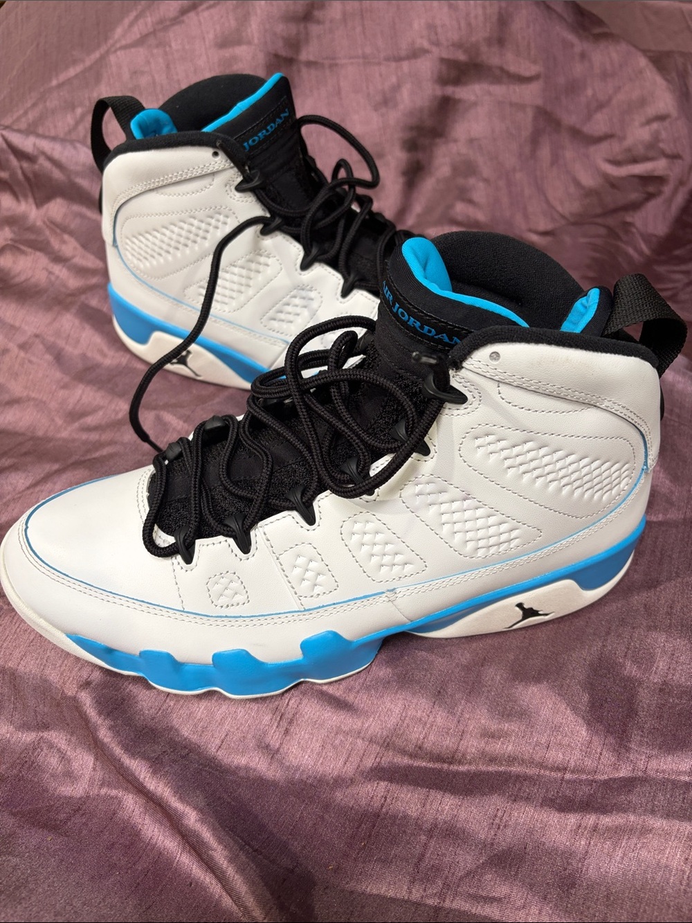 Jordan Kids White and Blue High-Top Sneakers